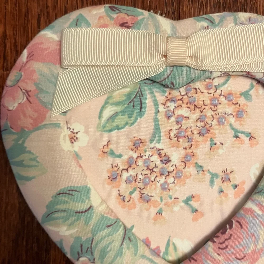 Cottage core romantic floral fabric heart picture frame